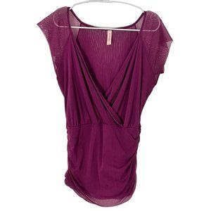 Sweet Pea Sheer Marjanda purple Woman's Large Flowy Top With Pleats Shirt blouse